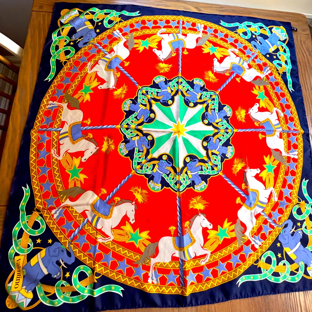 Authentic Vintage Valentino Silk Carrousel Scarf
